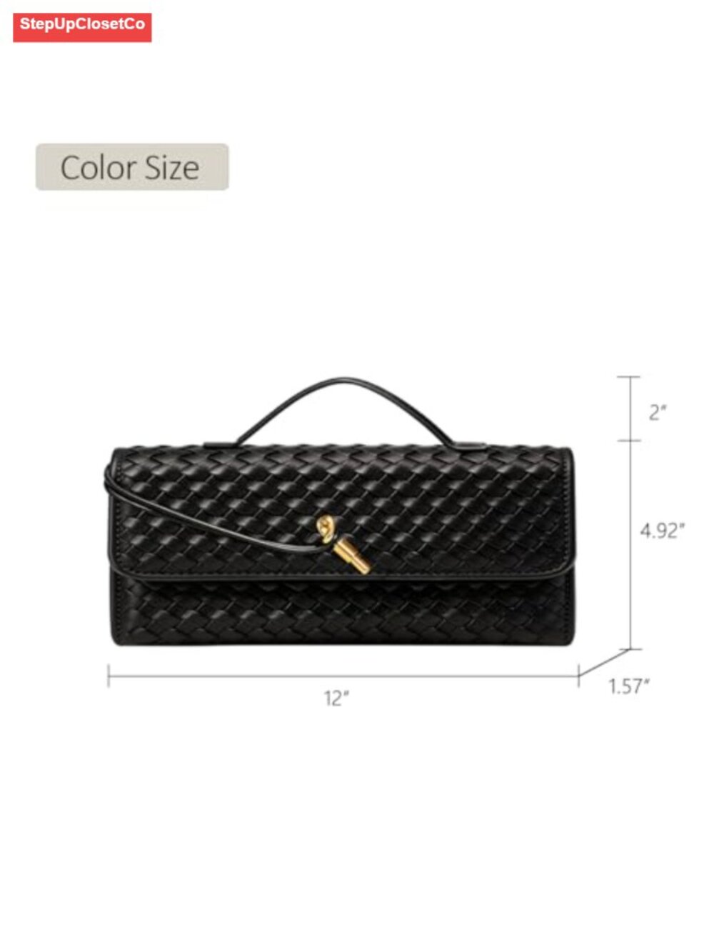 Woven Handbag for Women PU Leather Evening Clutch Shoulder Crossbody Bag - Picture 5 of 5